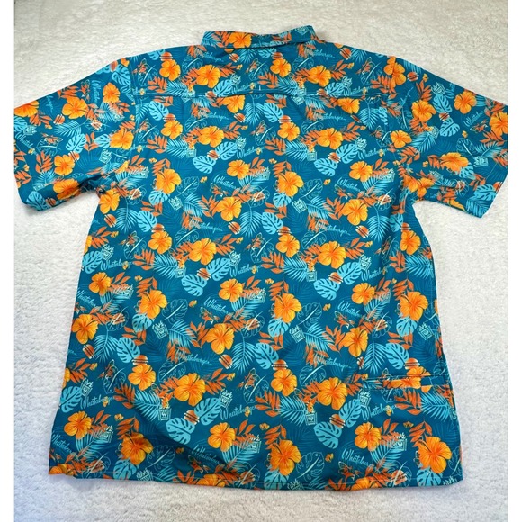 Whataburger Mens Floral Tropical Pearl Snap Shirt Blue size Large Short Sleeve - Picture 7 of 16